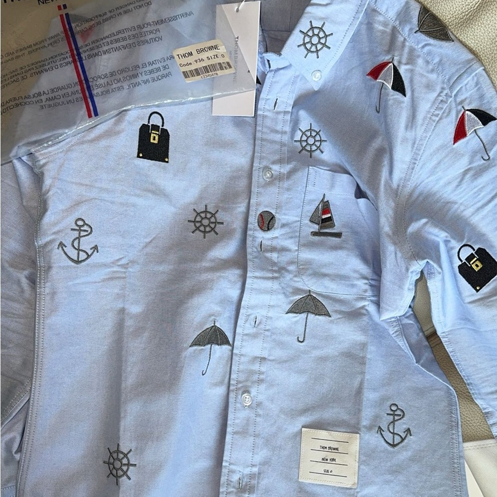 Thom Browne Blue Casual Button Down Shirt